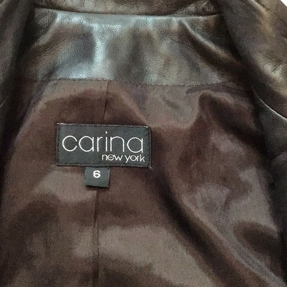 CARINA NEW YORK WOMEN BROWN LONG SLEEVES LEATHER JACKET SZ 6 - Picture 8 of 14